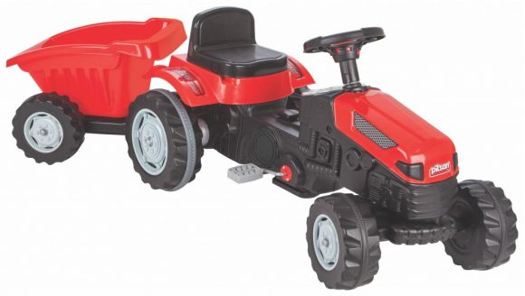 Ποδοκίνητο παιδικό τρακτέρ με τρέιλορ Moni Tractor red στο Bebe Maison
