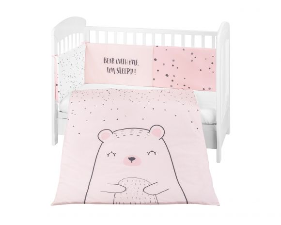 Bedding set 2pcs EU Style 60/120 Bear with me Pink στο Bebe Maison