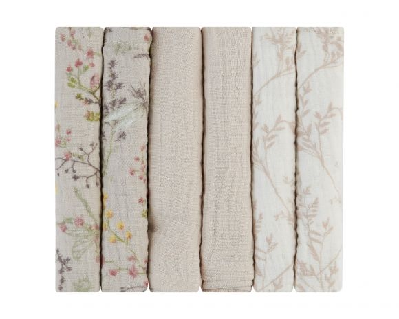 Πανάκια μουσελίνας σετ 6 τμχ Kikka Boo Secret Garden Beige στο Bebe Maison