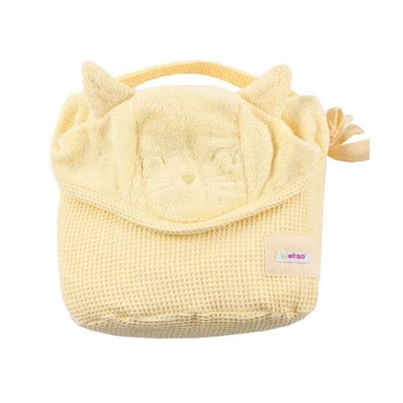 Minene Cuddly Towel (πετσέτα 2 σε 1) Banana κίτρινη γατούλα στο Bebe Maison