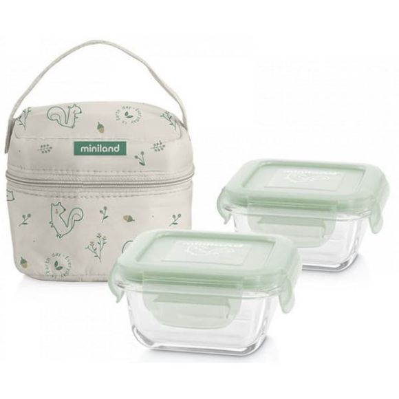 Food set Miniland Pack 2 Go Natur Square Chip 160 ml στο Bebe Maison