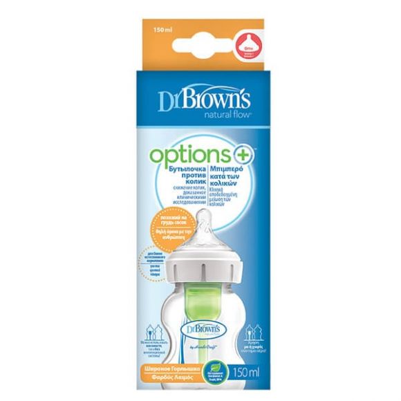 Μπιμπερό Dr Brown πλαστικό 150 ml με φαρδύ λαιμό options+ στο Bebe Maison