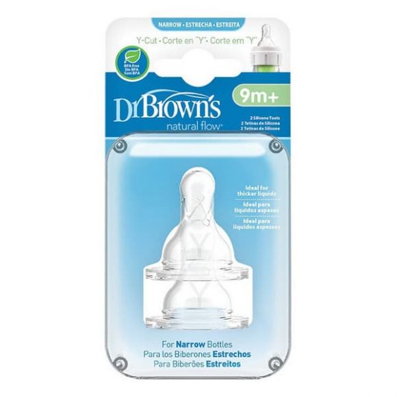 Silicone nipples Dr Brown Options for Bottom with narrow throat level 4, 9+ months thick (2pcs) στο Bebe Maison