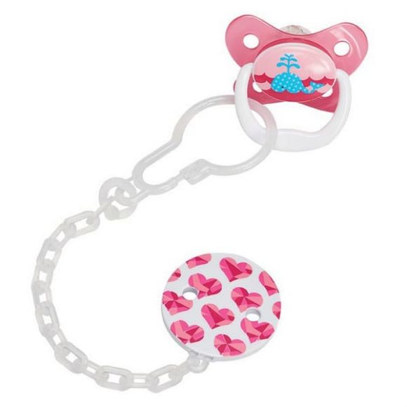 Pacifier clip with a chain dr brown's pink στο Bebe Maison