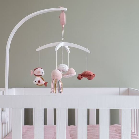 Μόμπιλε κρεβατιού Little Dutch Ocean Pink με λευκό βραχίονα στο Bebe Maison