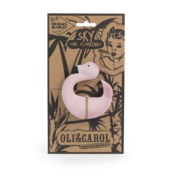 Μασητικό βραχιολάκι Oli & Carol από φυσικό καουτσούκ φλαμίνγκο Sky στο Bebe Maison