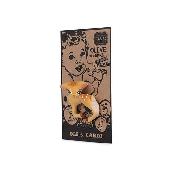 Μασητικό βραχιολάκι Olie & Carol  από φυσικό καουτσούκ ελαφάκι Olive στο Bebe Maison