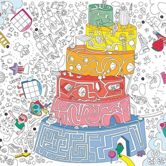 Αφίσα γίγας για ζωγραφική OMY Παιχνίδια με μολύβι 5 χρωμάτων στο Bebe Maison