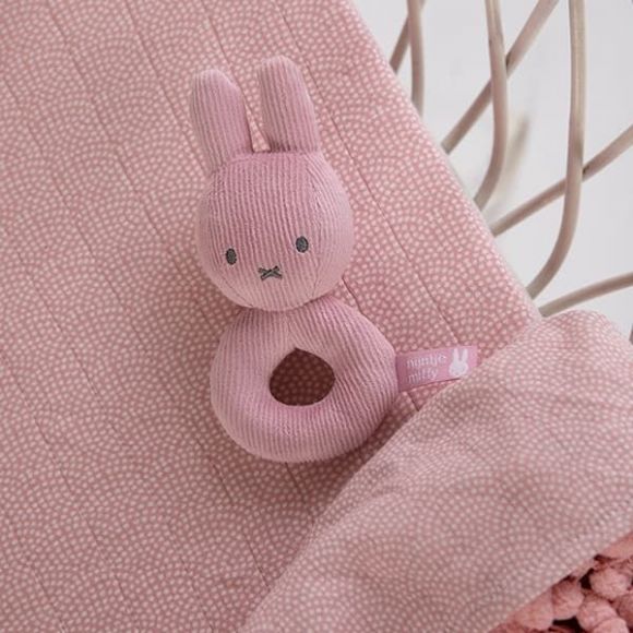 Yφασμάτινη κουδουνίστρα Miffy Pink στο Bebe Maison