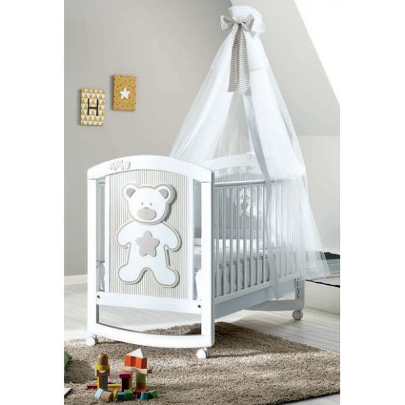 Βρεφικό κρεβάτι Pali Teddy Bear white-warm Grey στο Bebe Maison