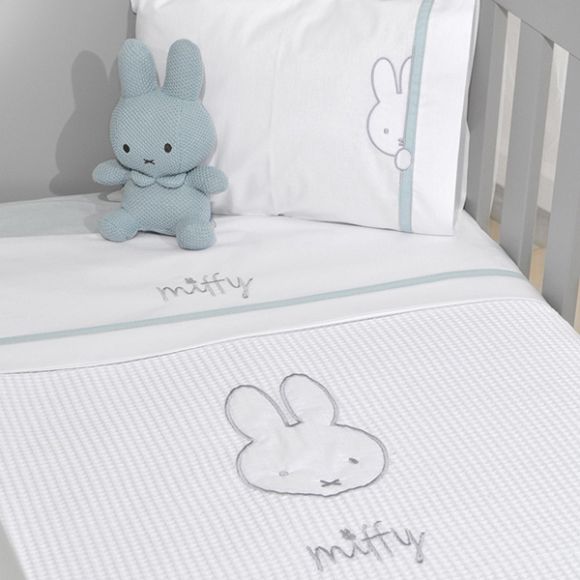 Κουβέρτα πικέ κρεβατιού Miffy σχέδιο 63 μουσελίνα μέντα στο Bebe Maison