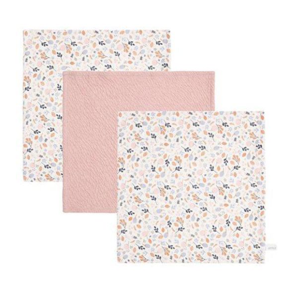 Σετ 3 πανάκια προσώπου Little Dutch pure pink/spring flowers 25 x 25 στο Bebe Maison