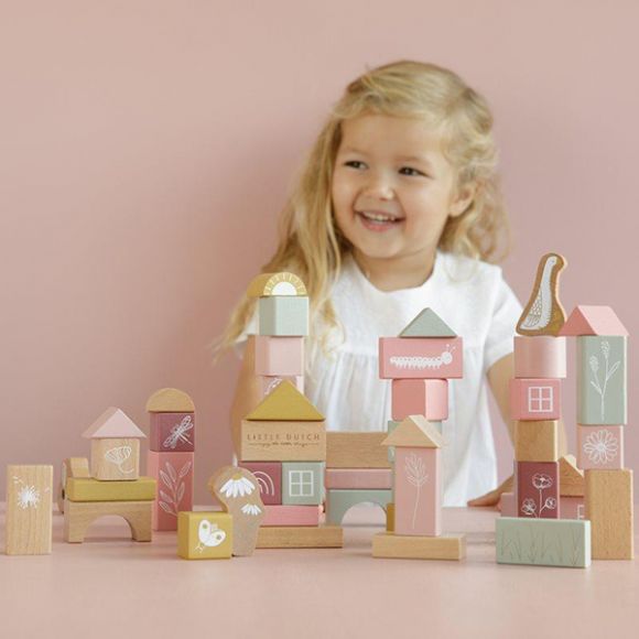 Σετ ξύλινα τουβλάκια Little Dutch ροζ 45,5εκ. στο Bebe Maison