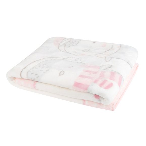 Βρεφική κουβέρτα κρεβατιού βελουτέ Kikka Boo Love pingus pink στο Bebe Maison