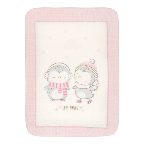 Βρεφική κουβέρτα κρεβατιού βελουτέ Kikka Boo Love pingus pink στο Bebe Maison