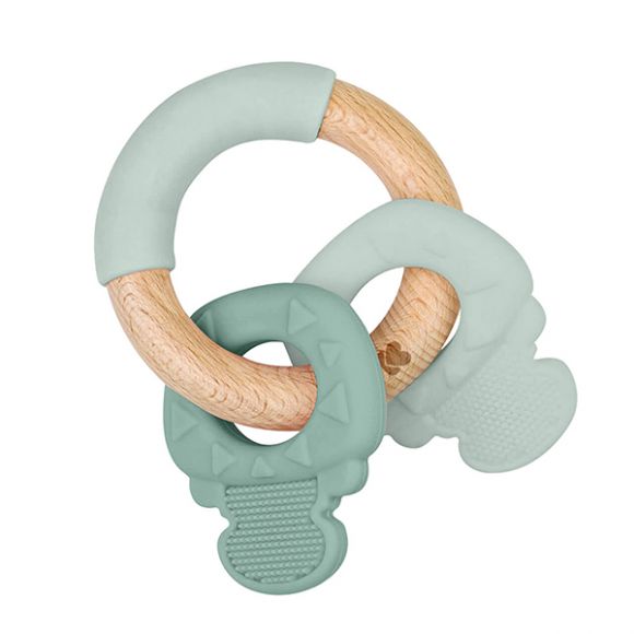 Kikka Boo teething gum from wood & silicone keys mint στο Bebe Maison