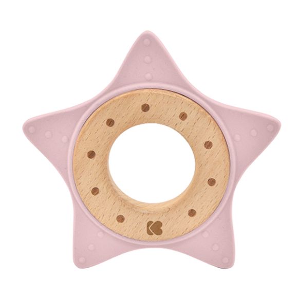 Μασητικό οδοντοφυΐας Kikka Boo από ξύλο & σιλικόνη star pink στο Bebe Maison