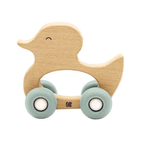 KIkka Boo wooden toy with wheels & duck mint teething gum στο Bebe Maison
