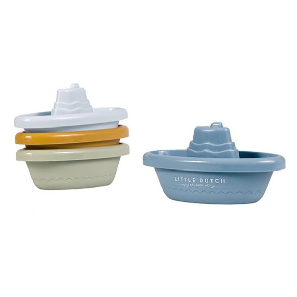 Little Dutch bath toy set with 4 blue boats στο Bebe Maison