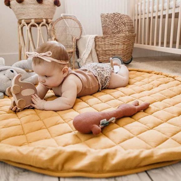 Play mattress soft Play & Go organic cotton - 2 in 1 mustard chai tea bag στο Bebe Maison