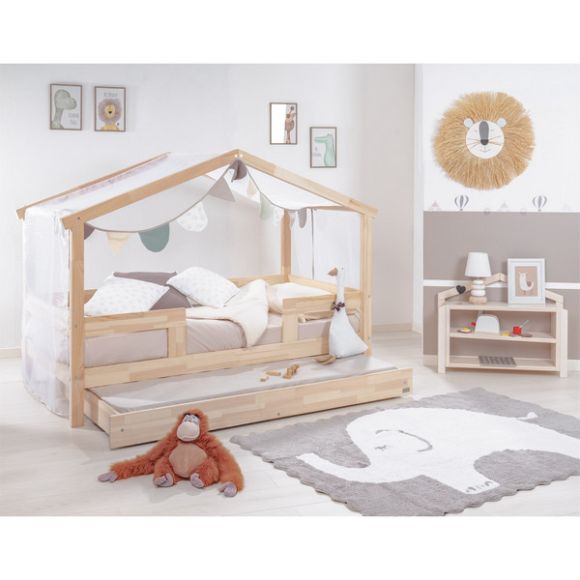 Children&#39;s bed Picci Montessorri Cottage natural with tortora dowry set 99x194.50x139 στο Bebe Maison