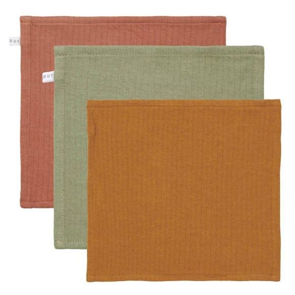 Σετ 3 πανάκια προσώπου Little Dutch pure rust / olive / pure ochre spice 25 x 25 στο Bebe Maison