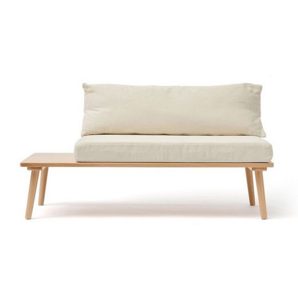 Ξύλινο καθιστικό έπιπλο με μαξιλάρια αριστερά Kids Concept Saga φυσικό-κρεμ στο Bebe Maison