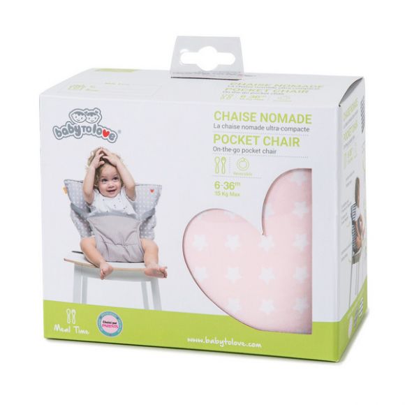 Φορητή θέση φαγητού Baby to Love Pocket chair Αστέρια ροζ στο Bebe Maison