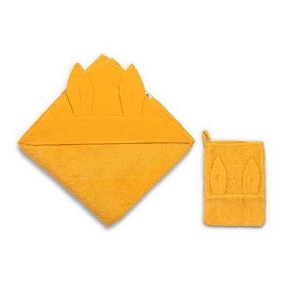 Funna Baby marigold mustard bathrobe and bath glove 90x90 στο Bebe Maison