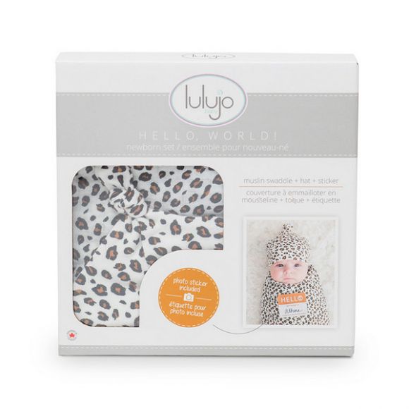 Σετ δώρου για νεογέννητο Lulujo Hello World leopard στο Bebe Maison