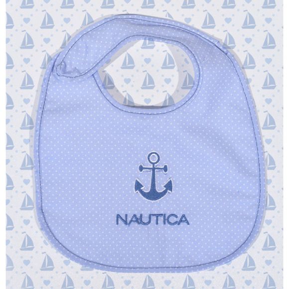 Σαλιάρα με βέλκρο Nautica σιέλ πουά στο Bebe Maison