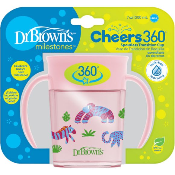 Εκπαιδευτικό ποτήρι 360° Dr Brown's Cheers 200ml ροζ στο Bebe Maison