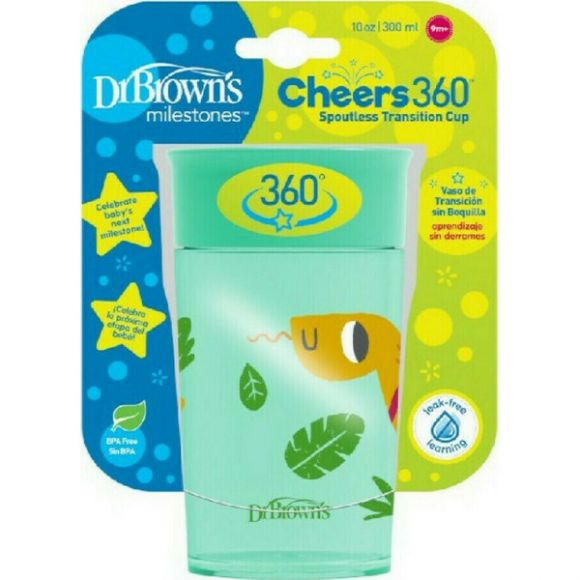 Εκπαιδευτικό ποτήρι Dr Brown's Cheers 360° 9+ μηνών 300ml πράσινο στο Bebe Maison