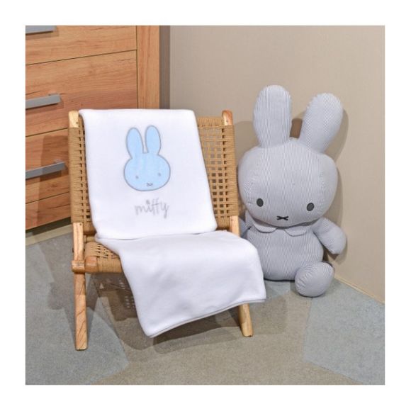 Βρεφική κουβέρτα Miffy fleece 80x100 με σιέλ κέντημα 51 στο Bebe Maison