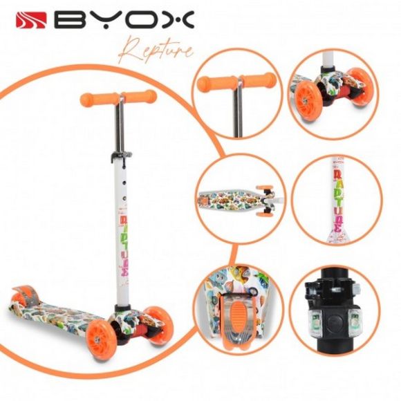 Τρίτροχο παιδικό πατίνι - scooter Byox Rapture orange στο Bebe Maison