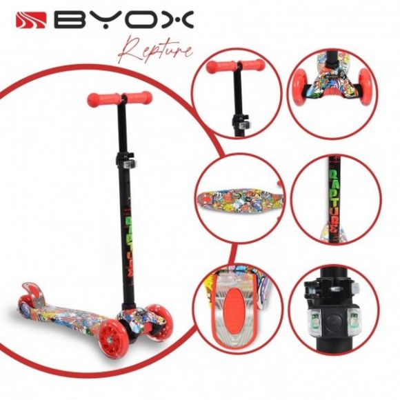Τρίτροχο παιδικό πατίνι - scooter Byox Rapture red στο Bebe Maison