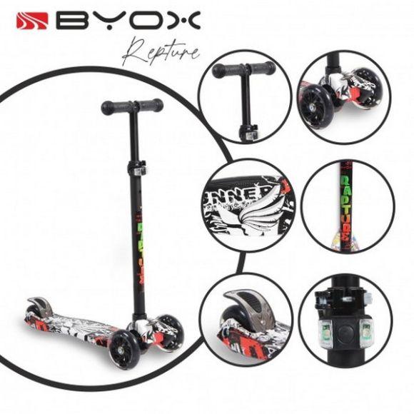 Τρίτροχο παιδικό πατίνι - scooter Byox Rapture black στο Bebe Maison