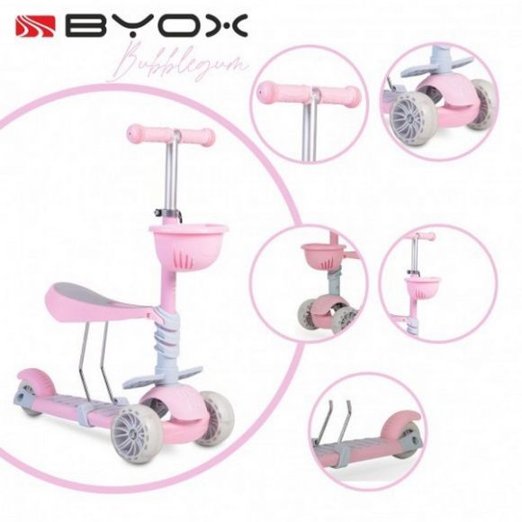 Πατίνι - περπατούρα με κάθισμα Βyοχ scooter Bubblegum ροζ στο Bebe Maison