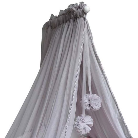 Κουνουπιέρα κρεβατιού Bebe Stars με pom-pom grey στο Bebe Maison