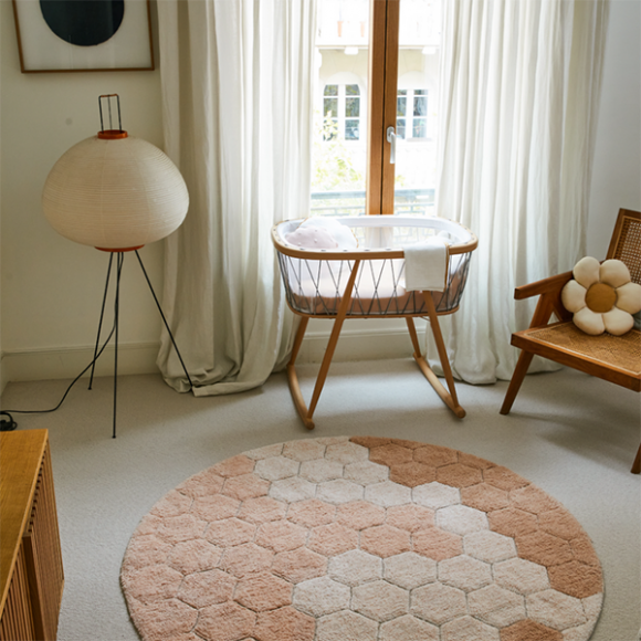 Χαλί δωματίου στρόγγυλο Lorena Canals Round Honeycomb Rose 140 εκ. στο Bebe Maison