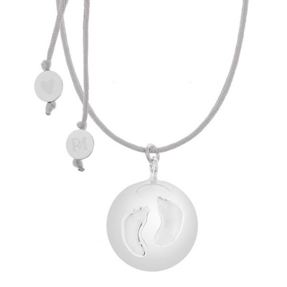 Μενταγιόν εγκυμοσύνης ProudMama Bola Sofie Silver Grey Πατουσάκια στο Bebe Maison