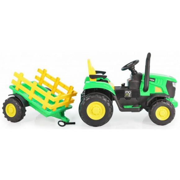 Ηλεκτροκίνητo παδικό τρακτέρ με τρέιλορ Moni Rancher green στο Bebe Maison