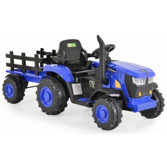 Ηλεκτροκίνητo παδικό τρακτέρ με τρέιλορ Moni Rancher blue στο Bebe Maison
