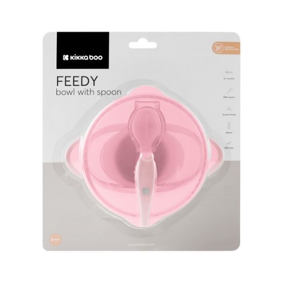 Μπολ με κουτάλι Kikka Boo Feedy Pink στο Bebe Maison