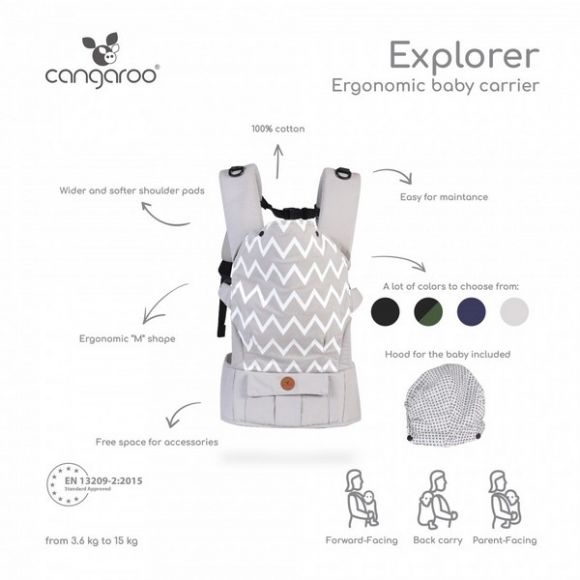 Εργονομικός μάρσιπος Cangaroo Explorer dark green στο Bebe Maison