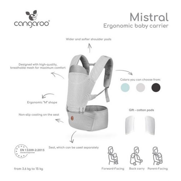 Μάρσιπος Cangaroo Mistral gray στο Bebe Maison