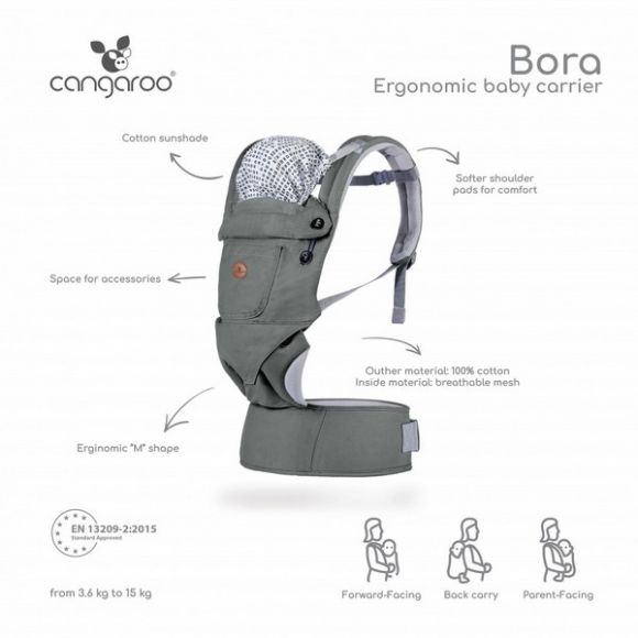 Μάρσιπος Cangaroo Bora grey στο Bebe Maison