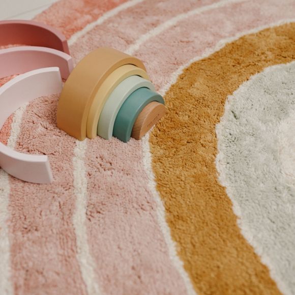 Χαλί δωματίου Little Dutch Rainbow Pink με υπόστρωμα latex 80x130 στο Bebe Maison