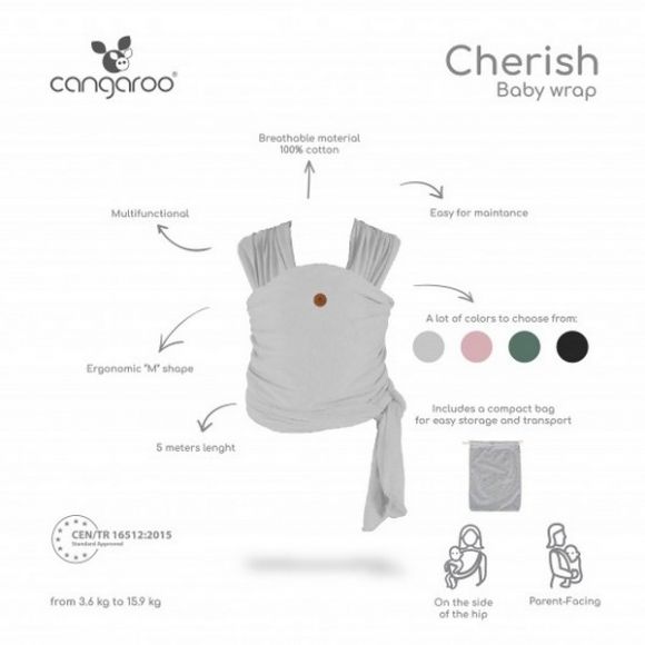 Βρεφικός μάρσιπος Sling Cangaroo Cherish black στο Bebe Maison