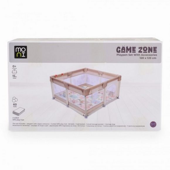 Πάρκο δραστηριοτήτων Moni 120x120εκ με στρώμα Gamezone Beige στο Bebe Maison